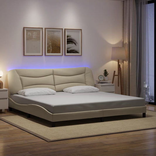 Giroletto con LED senza Materasso Hvar Crema 200x200 cm in Tessuto - homemem39