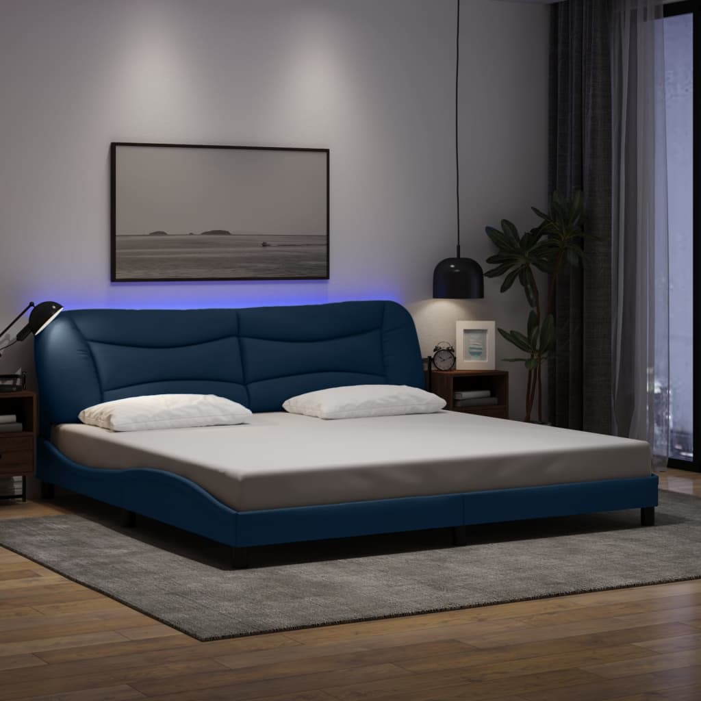 Giroletto con LED senza Materasso Hvar Blu 200x200 cm in Tessuto - homemem39