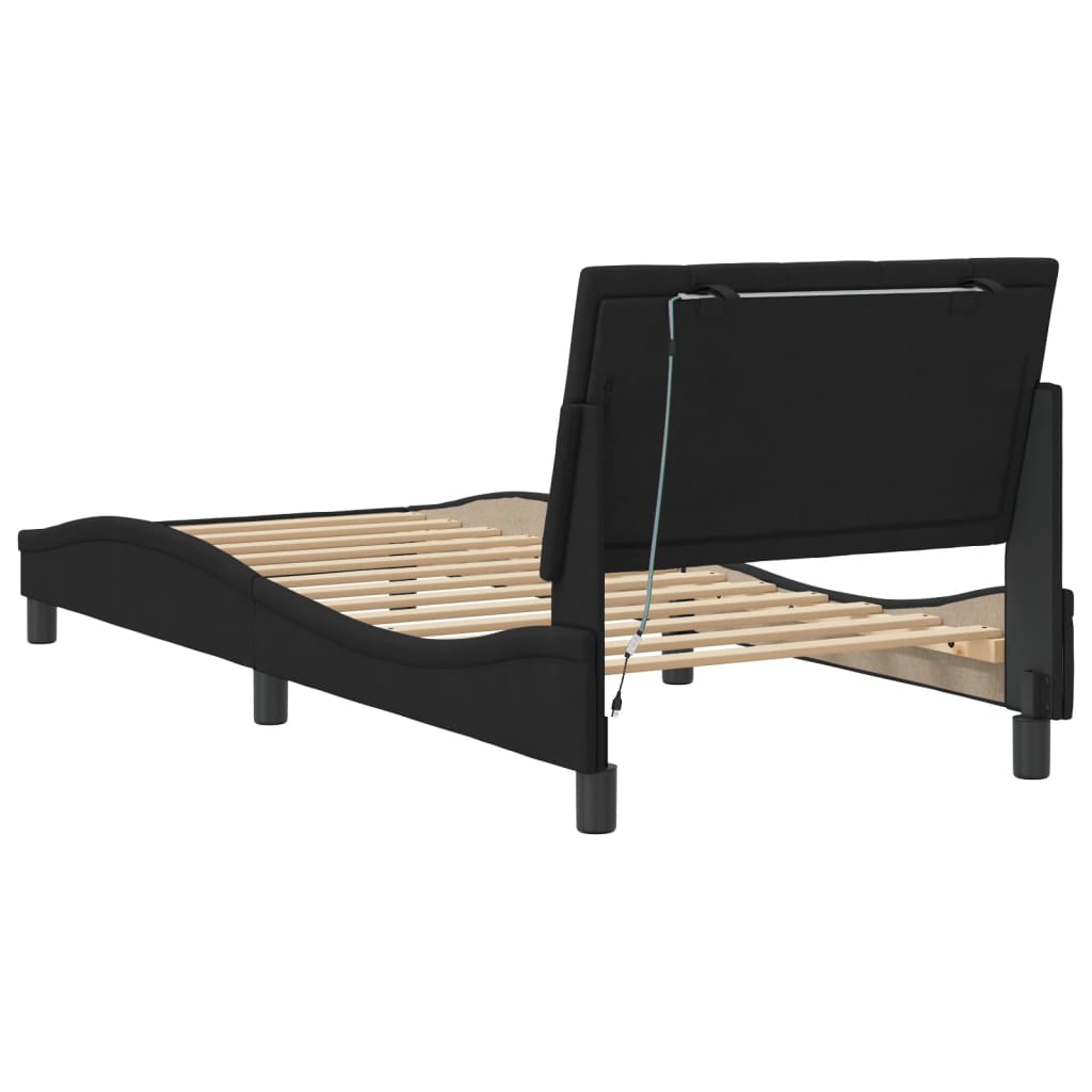 Giroletto con LED senza Materasso Hanko Nero 80x200 cm Velluto