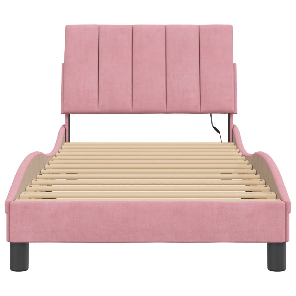 Giroletto con LED senza Materasso Hanko Rosa 80x200 cm in Velluto | homemem39