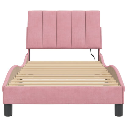 Giroletto con LED senza Materasso Hanko Rosa 80x200 cm in Velluto | homemem39