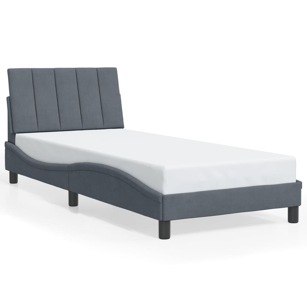 Giroletto con LED senza Materasso Hanko Grigio Scuro 90x190 cm in Velluto | homemem39