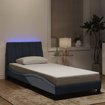 Giroletto con LED senza Materasso Hanko Grigio Scuro 90x190 cm in Velluto | homemem39