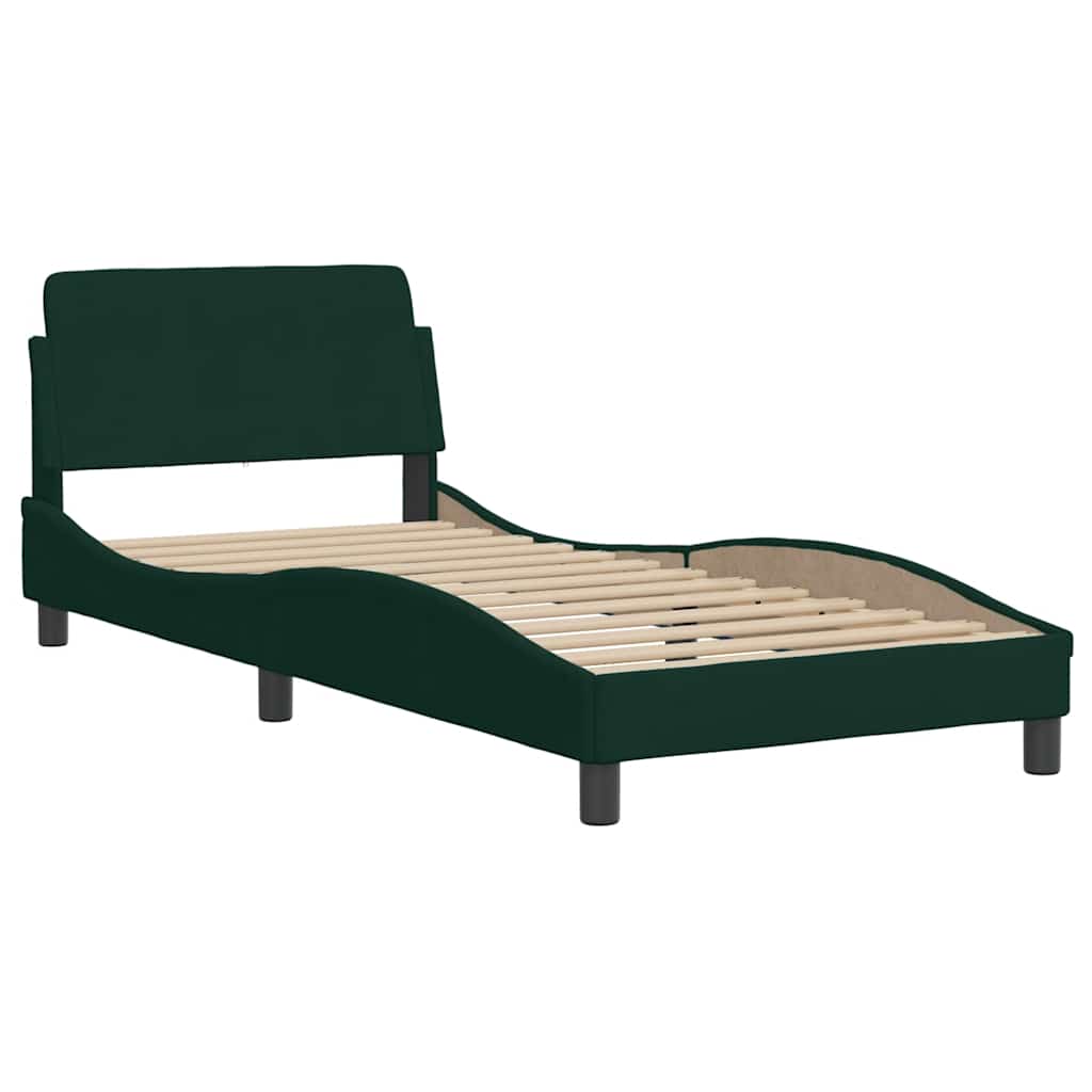 Giroletto con LED senza Materasso Hanko Verde Scuro 90x190 cm in Velluto | homemem39