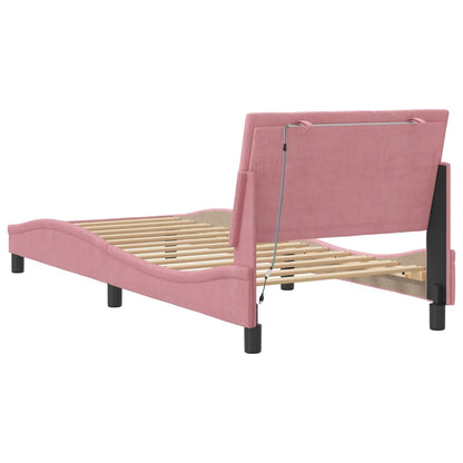 Giroletto con LED senza Materasso Hanko Rosa 90x190 cm in Velluto | homemem39