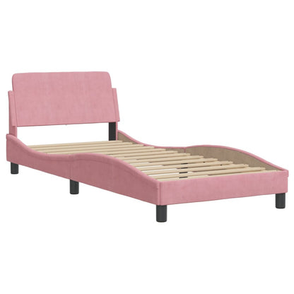 Giroletto con LED senza Materasso Hanko Rosa 90x190 cm in Velluto | homemem39
