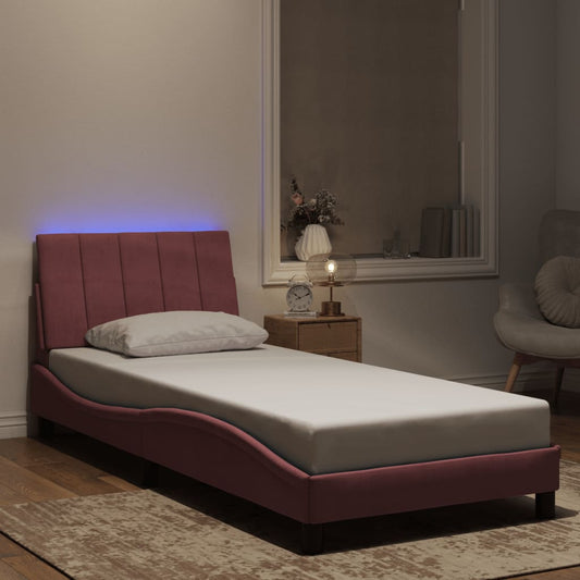 Giroletto con LED senza Materasso Hanko Rosa 90x190 cm Velluto