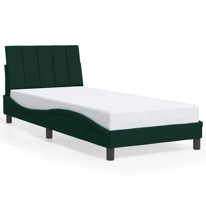 Giroletto con LED senza Materasso Hanko Verde Scuro 90x200 cm in Velluto | homemem39