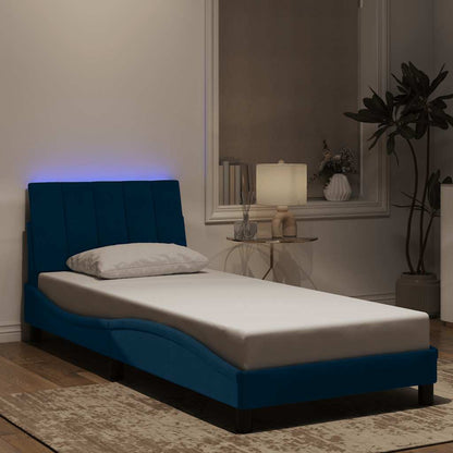 Giroletto con LED senza Materasso Hanko Blu 90x200 cm in Velluto | homemem39