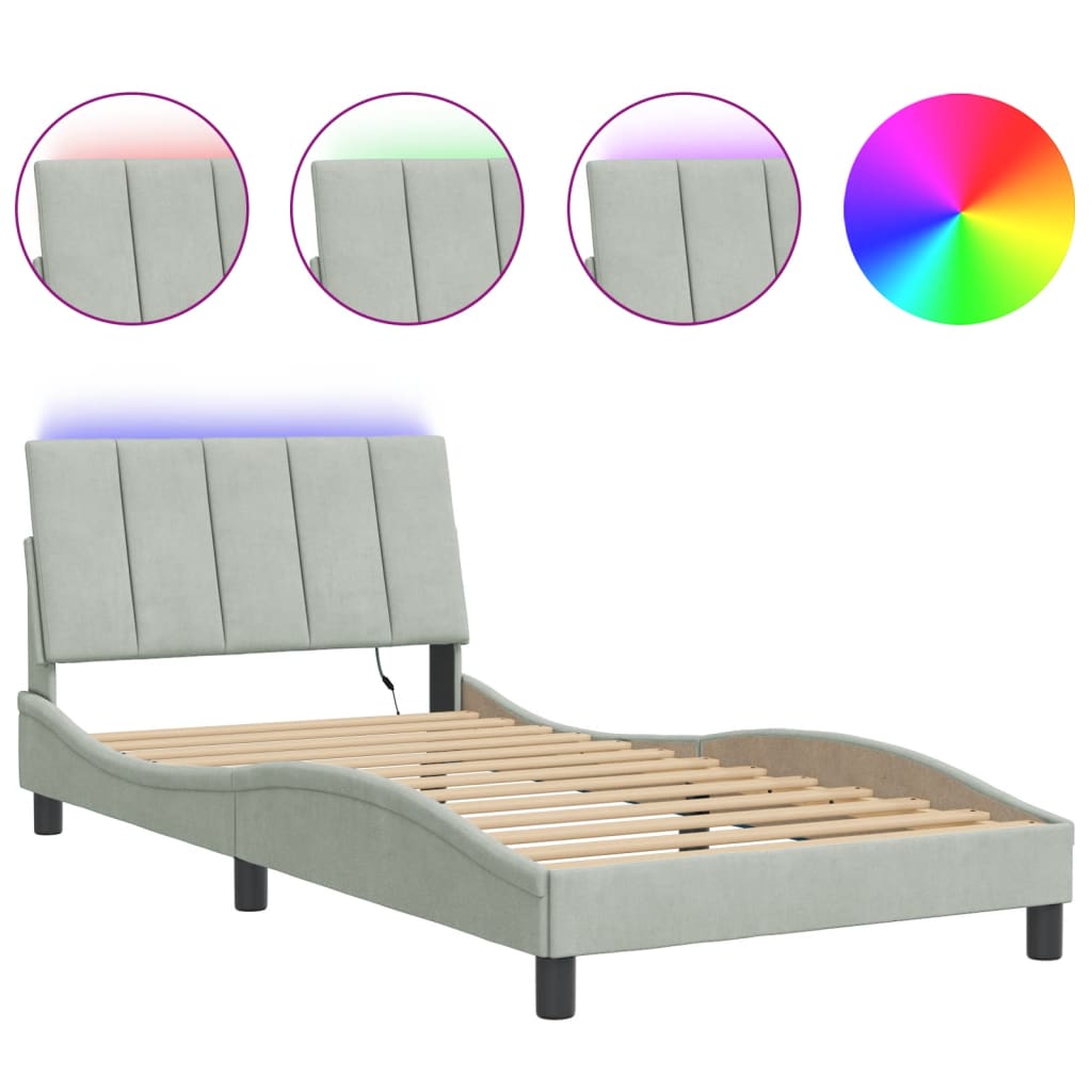Giroletto con LED senza Materasso Hanko Grigio Chiaro 100x200cm