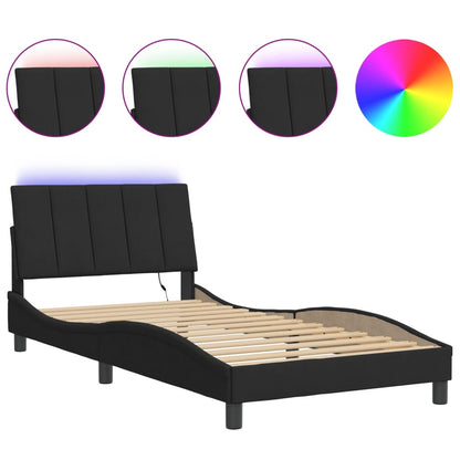 Giroletto con LED senza Materasso Hanko Nero 100x200 cm Velluto