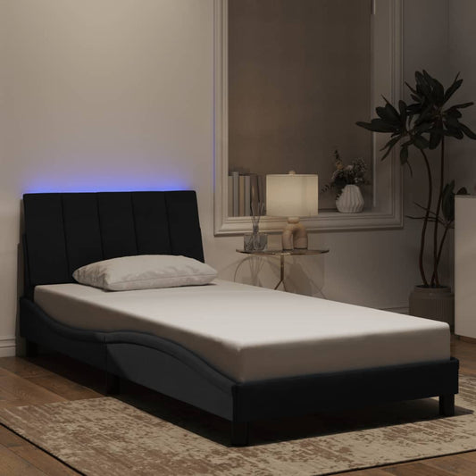 Giroletto con LED senza Materasso Hanko Nero 100x200 cm in Velluto - homemem39