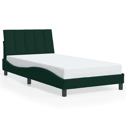 Giroletto con LED senza Materasso Hanko Verde Scuro 100x200 cm in Velluto | homemem39