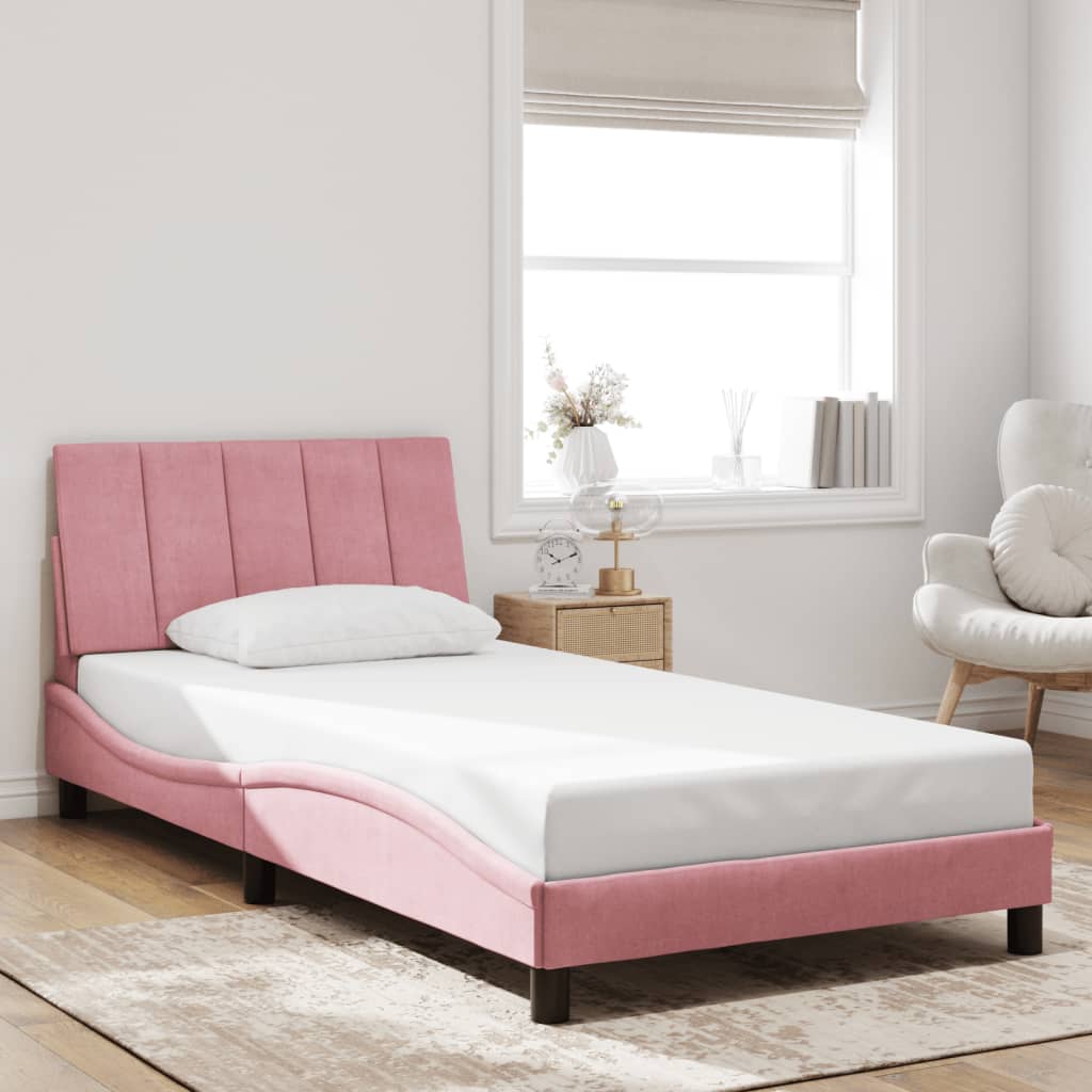 Giroletto con LED senza Materasso Hanko Rosa 100x200 cm Velluto