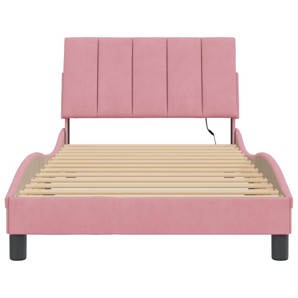 Giroletto con LED senza Materasso Hanko Rosa 100x200 cm Velluto