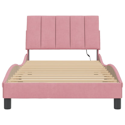 Giroletto con LED senza Materasso Hanko Rosa 100x200 cm Velluto