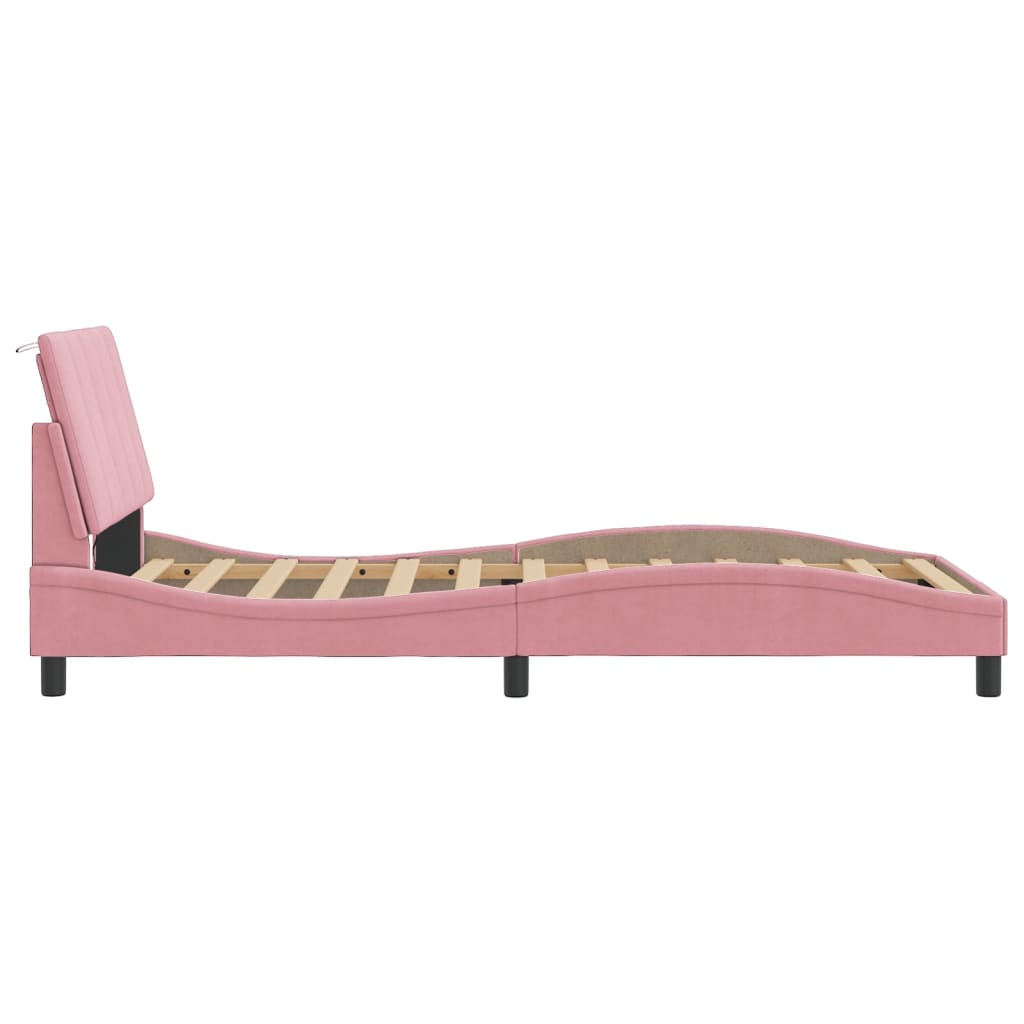 Giroletto con LED senza Materasso Hanko Rosa 100x200 cm Velluto