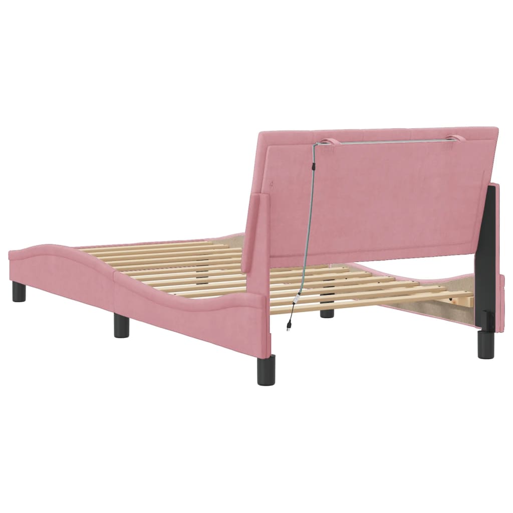 Giroletto con LED senza Materasso Hanko Rosa 100x200 cm Velluto