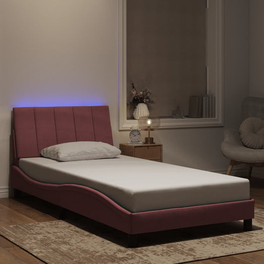 Giroletto con LED senza Materasso Hanko Rosa 100x200 cm Velluto
