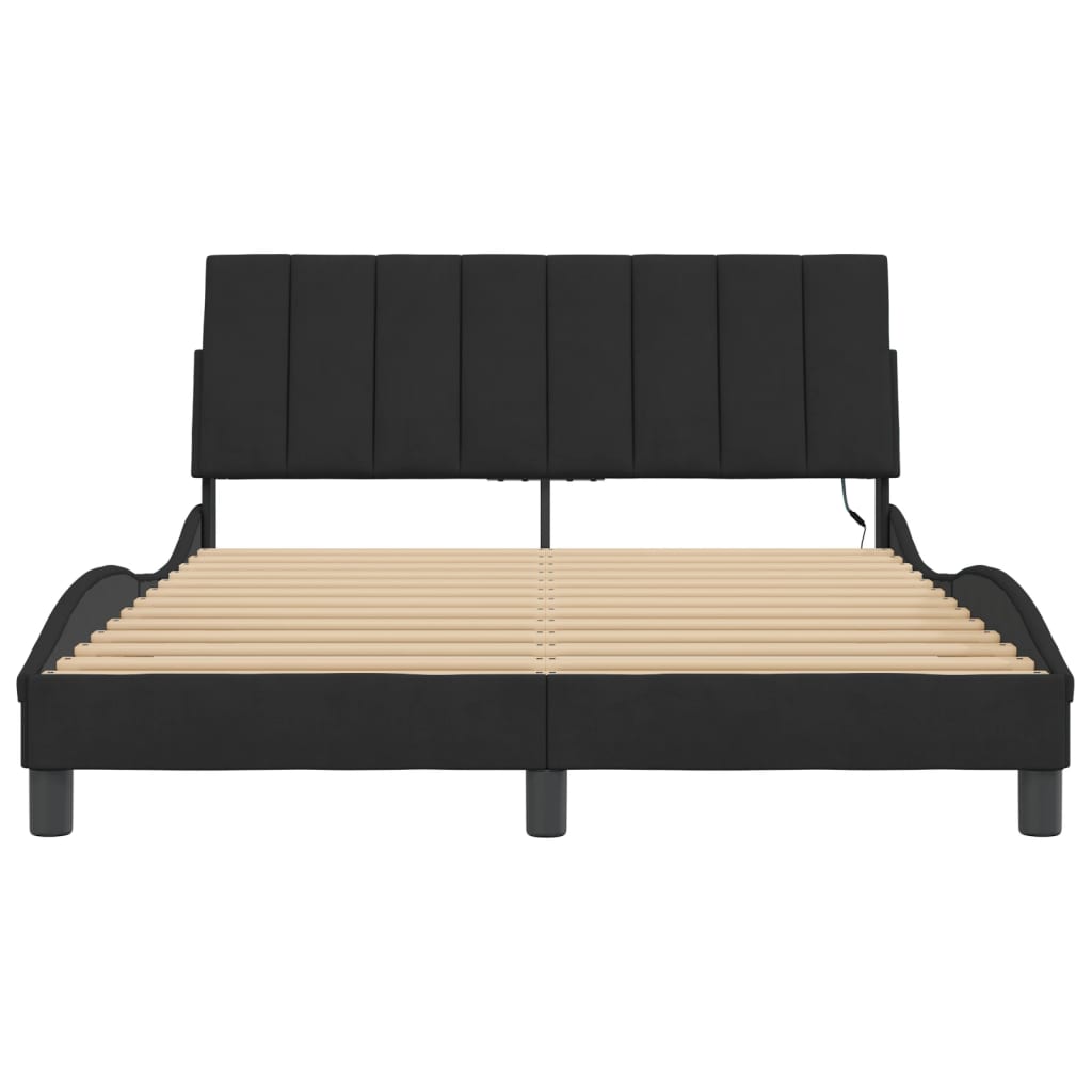 Giroletto con LED senza Materasso Hanko Nero 120x200 cm in Velluto | homemem39