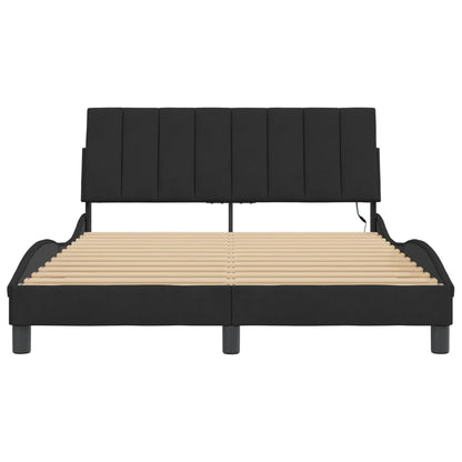 Giroletto con LED senza Materasso Hanko Nero 120x200 cm in Velluto | homemem39