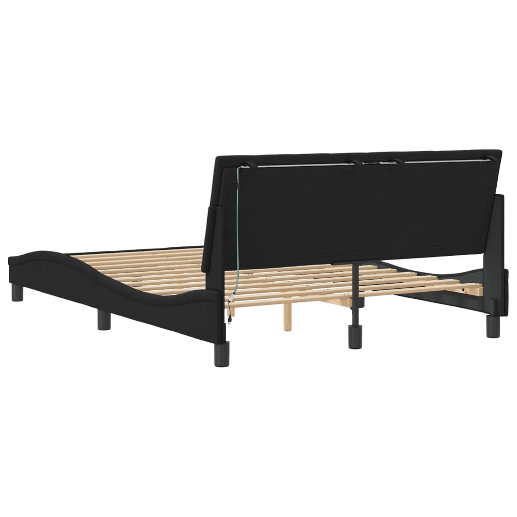 Giroletto con LED senza Materasso Hanko Nero 120x200 cm in Velluto | homemem39