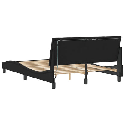 Giroletto con LED senza Materasso Hanko Nero 120x200 cm in Velluto | homemem39