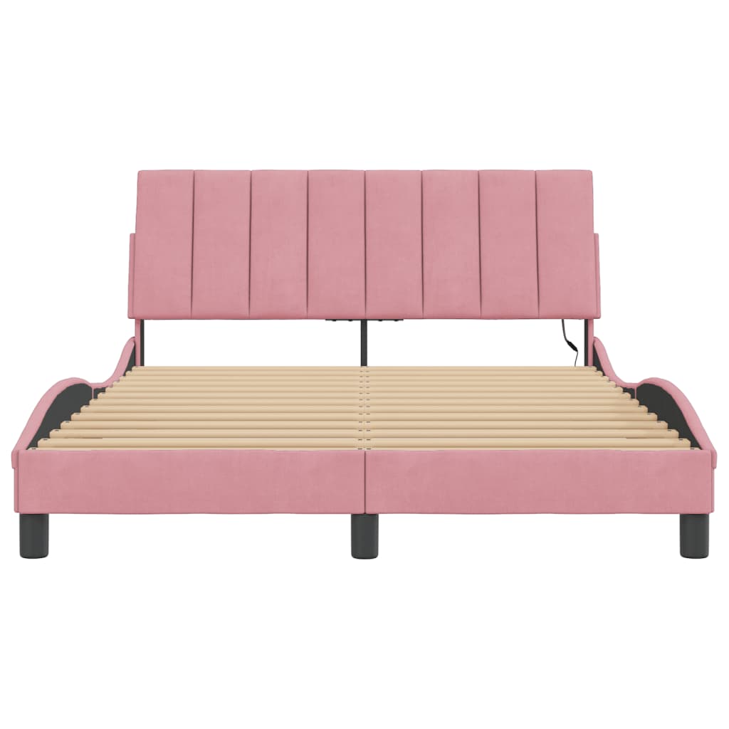 Giroletto con LED senza Materasso Hanko Rosa 120x200 cm in Velluto | homemem39