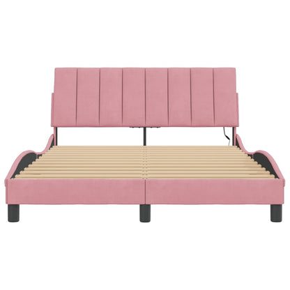 Giroletto con LED senza Materasso Hanko Rosa 120x200 cm in Velluto | homemem39