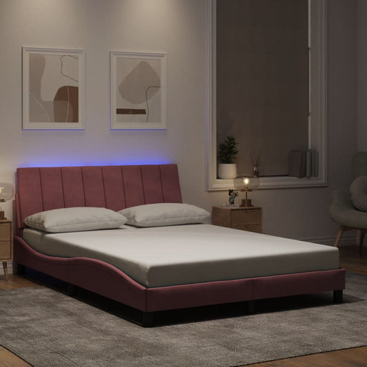 Giroletto con LED senza Materasso Hanko Rosa 120x200 cm Velluto