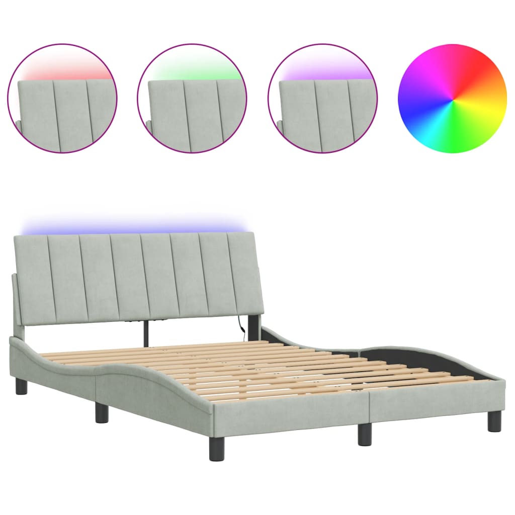 Giroletto con LED senza Materasso Hanko Grigio Chiaro 140x190cm