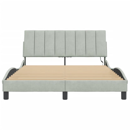 Giroletto con Luci LED Grigio Chiaro 140x190 cm in Velluto