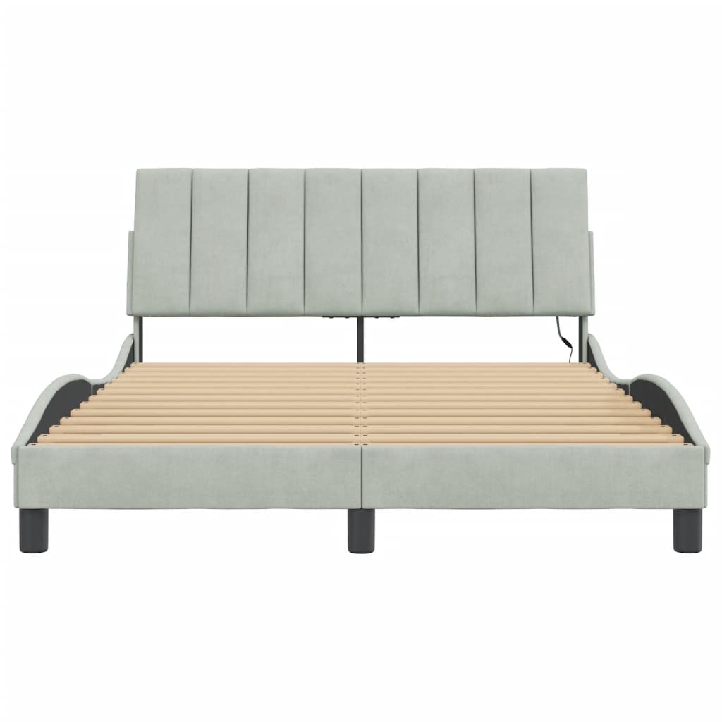 Giroletto con LED senza Materasso Hanko Grigio Chiaro 140x190cm
