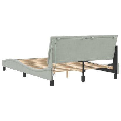 Giroletto con Luci LED Grigio Chiaro 140x190 cm in Velluto