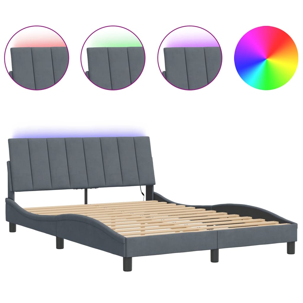 Giroletto con LED senza Materasso Hanko Grigio Scuro 140x190 cm