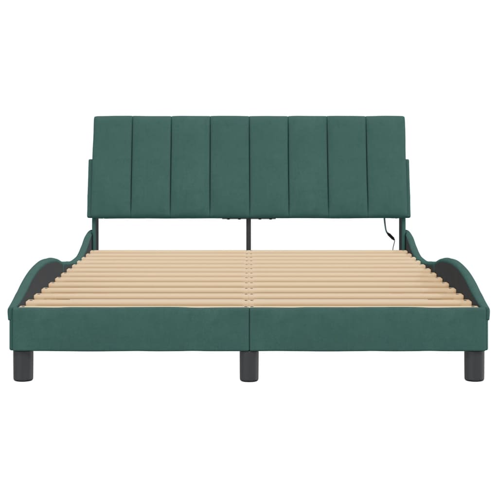 Giroletto con Luci LED Verde Scuro 140x190 cm in Velluto - homemem39