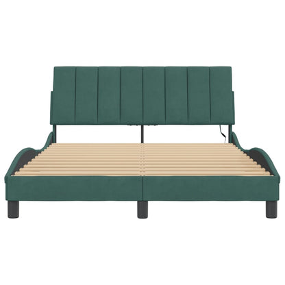 Giroletto con Luci LED Verde Scuro 140x190 cm in Velluto - homemem39