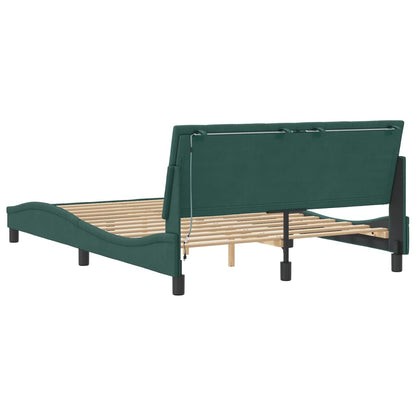 Giroletto con Luci LED Verde Scuro 140x190 cm in Velluto - homemem39