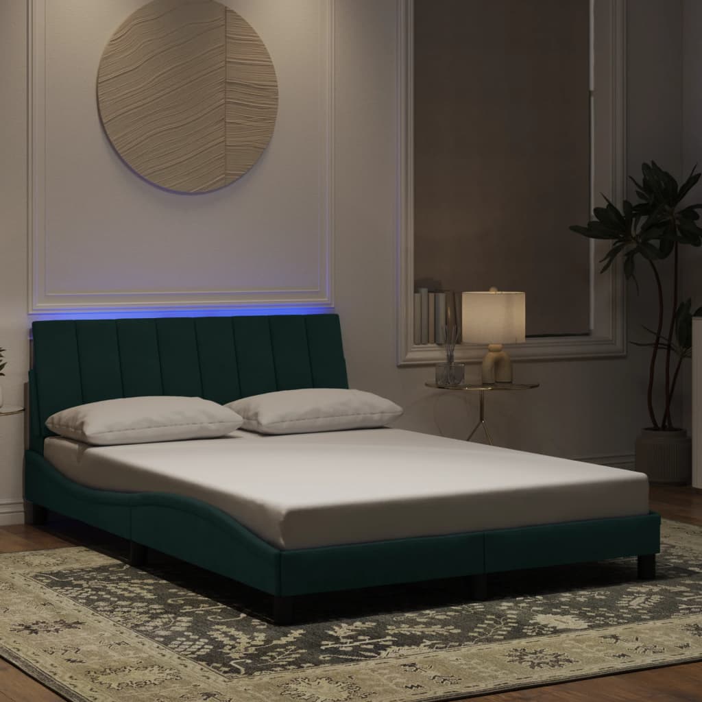 Giroletto con Luci LED Verde Scuro 140x190 cm in Velluto - homemem39