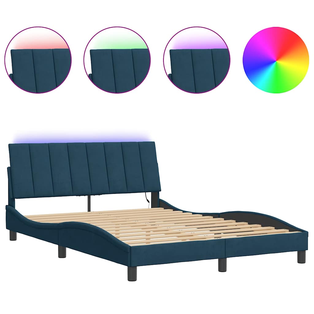 Giroletto con LED senza Materasso Hanko Blu 140x190 cm in Velluto | homemem39