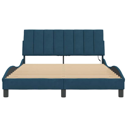Giroletto con LED senza Materasso Hanko Blu 140x190 cm in Velluto | homemem39