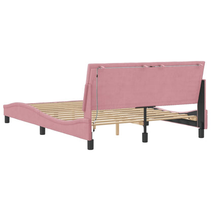 Giroletto con Luci LED Rosa 140x190 cm in Velluto