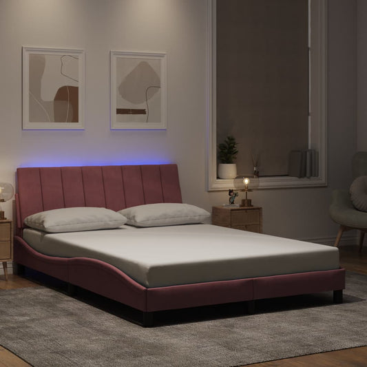 Giroletto con LED senza Materasso Hanko Rosa 140x190 cm Velluto