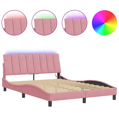 Giroletto con LED senza Materasso Hanko Rosa 140x200 cm in Velluto | homemem39