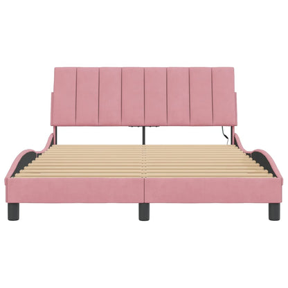 Giroletto con LED senza Materasso Hanko Rosa 140x200 cm in Velluto | homemem39