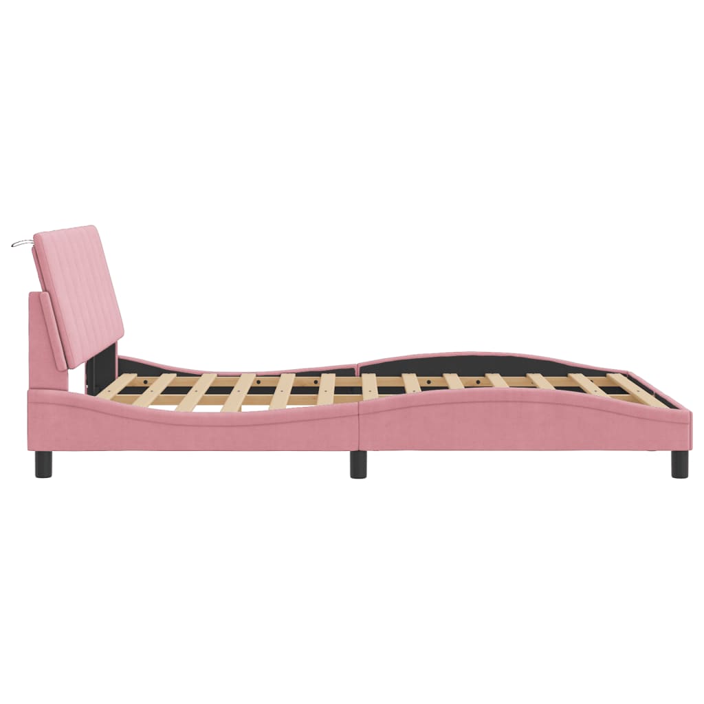 Giroletto con LED senza Materasso Hanko Rosa 140x200 cm in Velluto | homemem39
