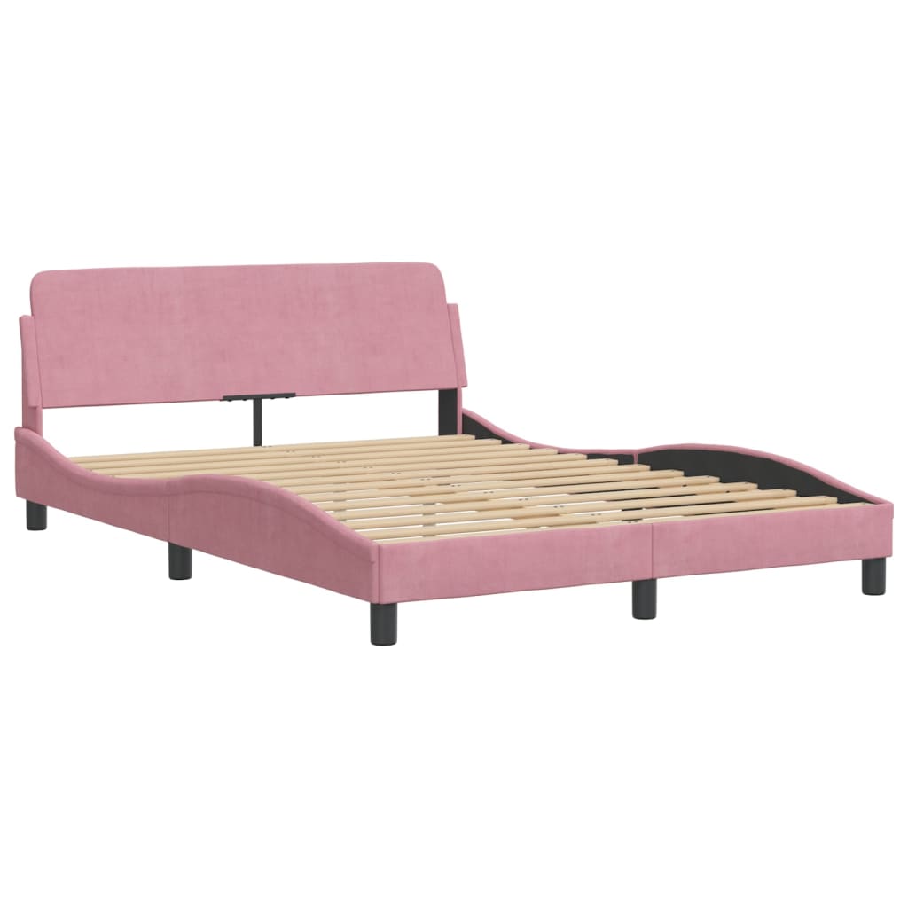 Giroletto con LED senza Materasso Hanko Rosa 140x200 cm in Velluto | homemem39