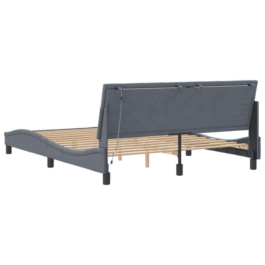Giroletto con LED senza Materasso Hanko Grigio Scuro 160x200 cm