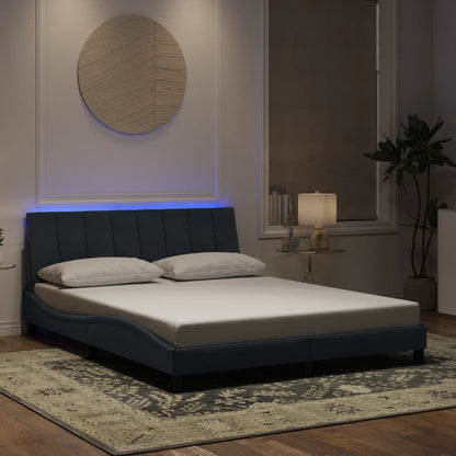 Giroletto con LED senza Materasso Hanko Grigio Scuro 160x200 cm in Velluto - homemem39