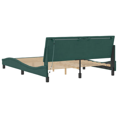 Giroletto con Luci LED Verde Scuro 160x200 cm in Velluto